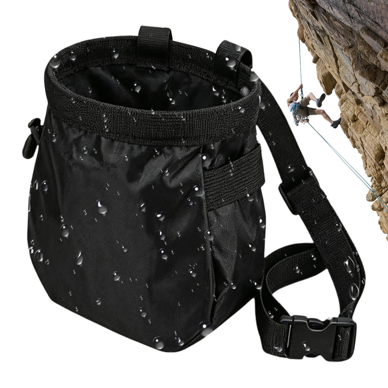 Chalk Bag Bouldering - กระเป๋าใส่ชอล์กปีนเขาแบบกันน้ำพร้อมสายรูด กระเป๋าพร้อมช่องเก็บของและสายคาดปรับได้ กระเป๋าเก็บชอล์กสำหรับปีนหน้าผาก