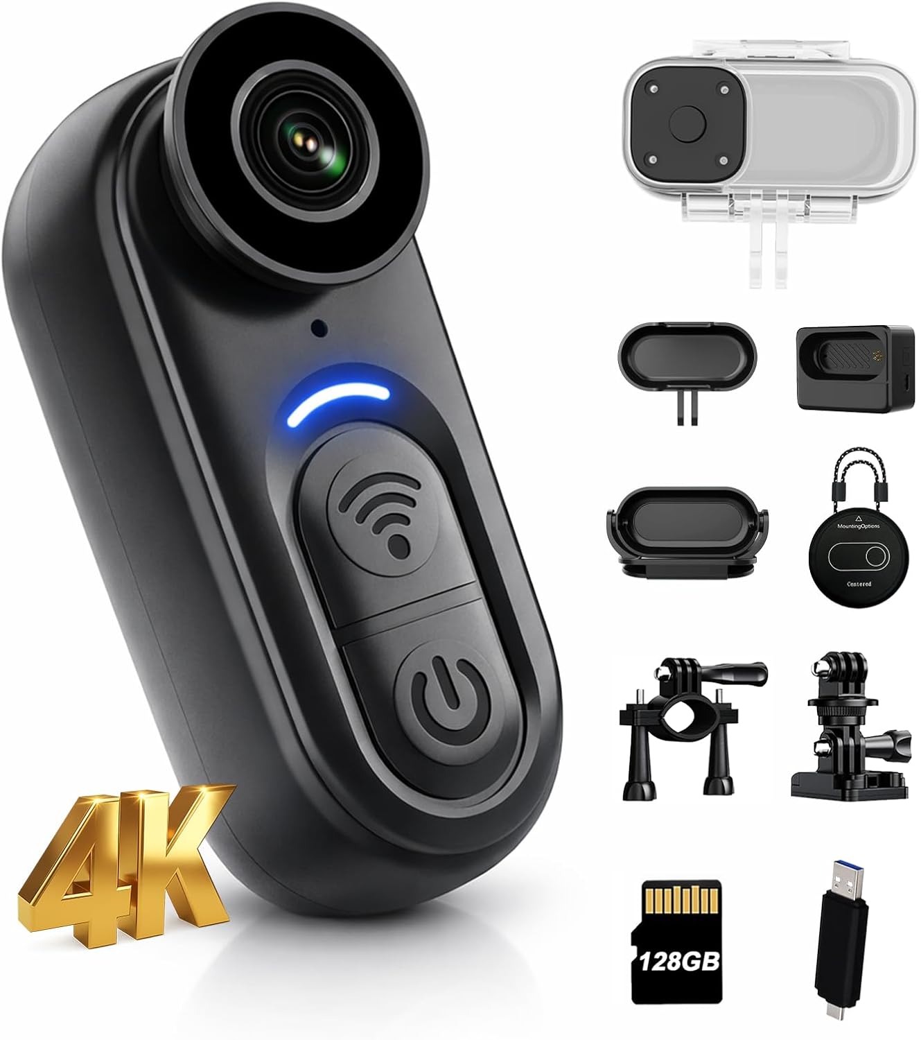 Outdoor Adventure Images - กล้องติดตัวขนาดกะทัดรัด 4K พร้อมระบบกันสั่นภาพ 6 แกน, กล้องสวมใส่ได้พร้อมบันทึกเสียงความจุ