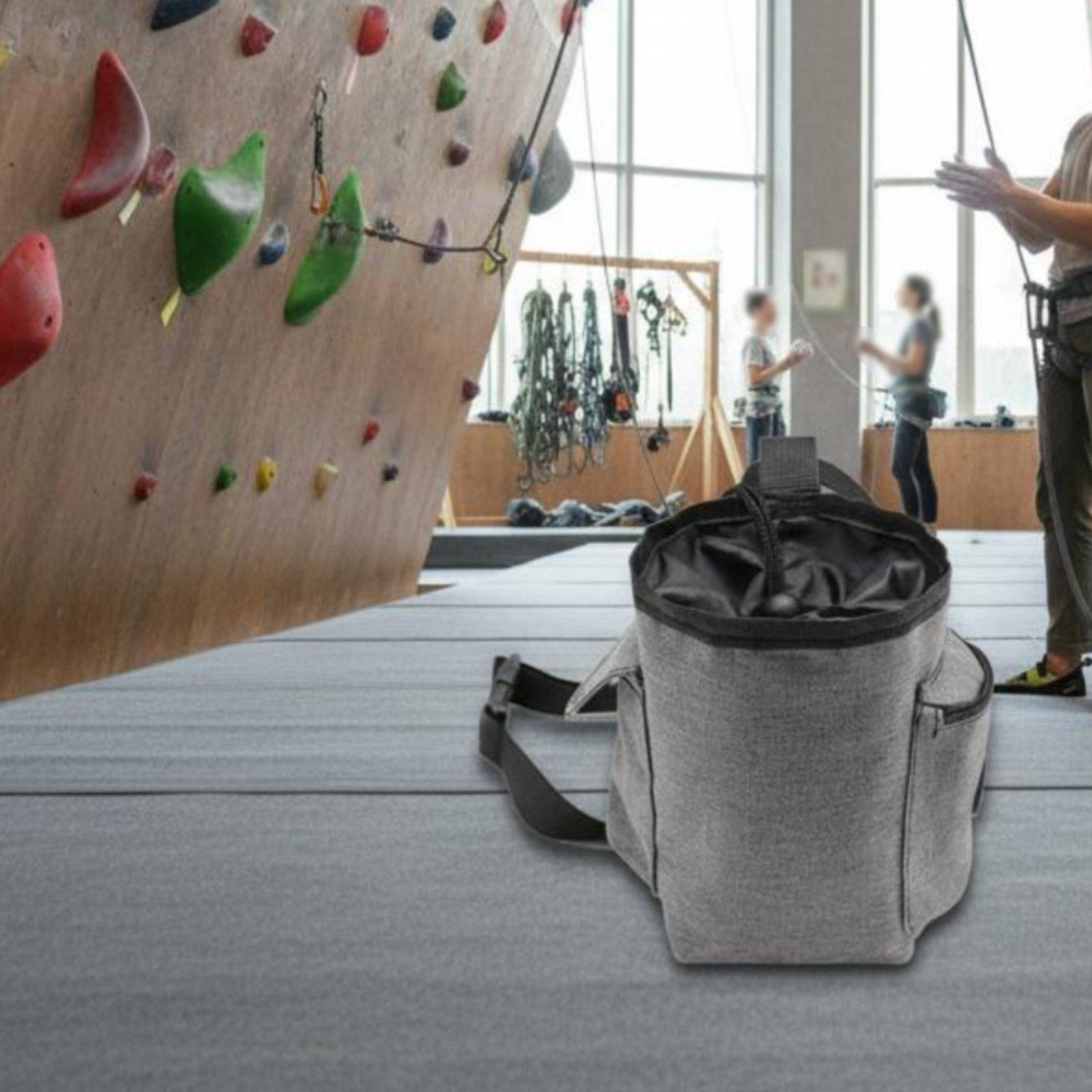 Chalk Bag Bouldering - ถุงชอล์กสำหรับปีนผาแบบปรับได้ กระเป๋าชอล์กปีนเขา ถุงชอล์กผ้าอ๊อกซ์ฟอร์ด สำหรับยิมนาสติกและกีฬากลางแจ้ง