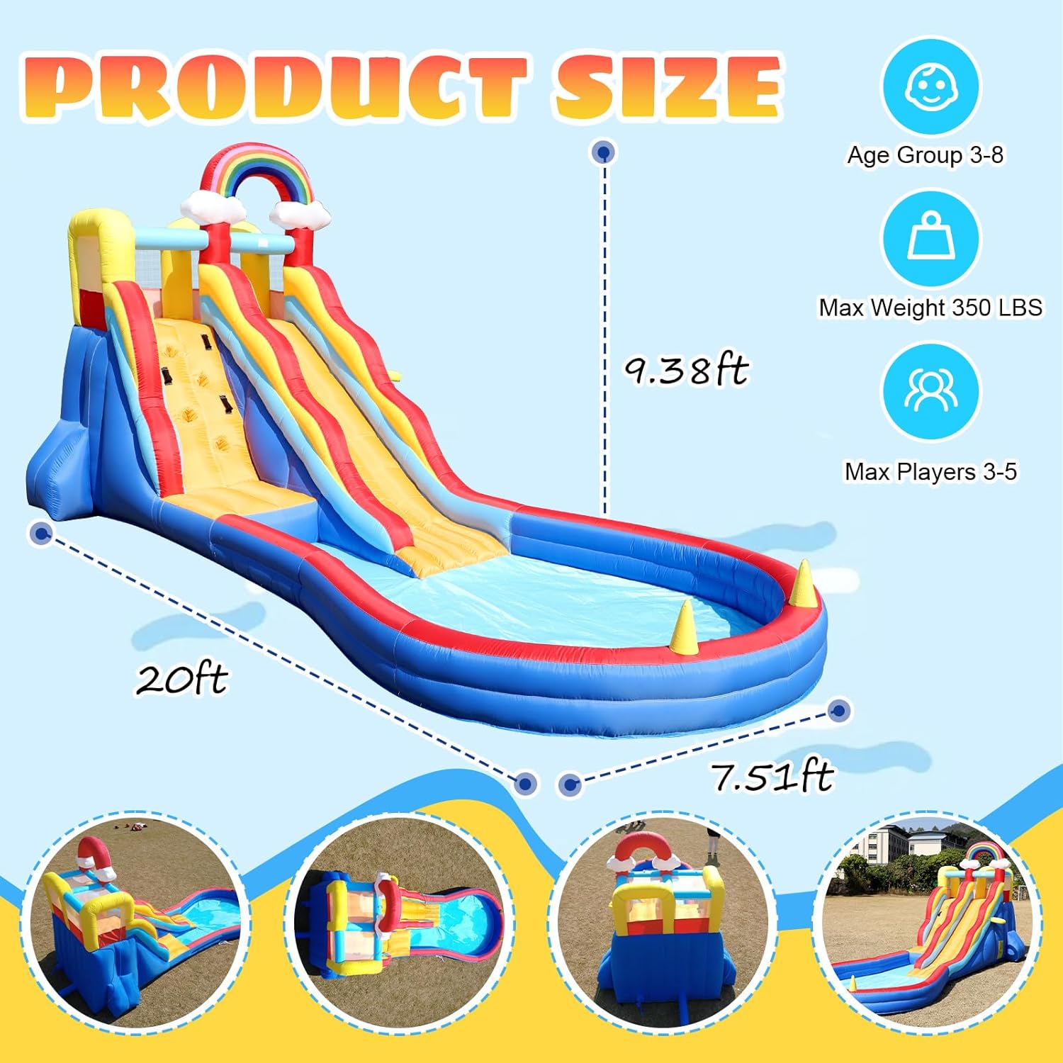 สไลเดอร์น้ำเป่าลมขนาด 21 ฟุต พ - Outdoor Adventure Kids Party บทวิจารณ์และราคา