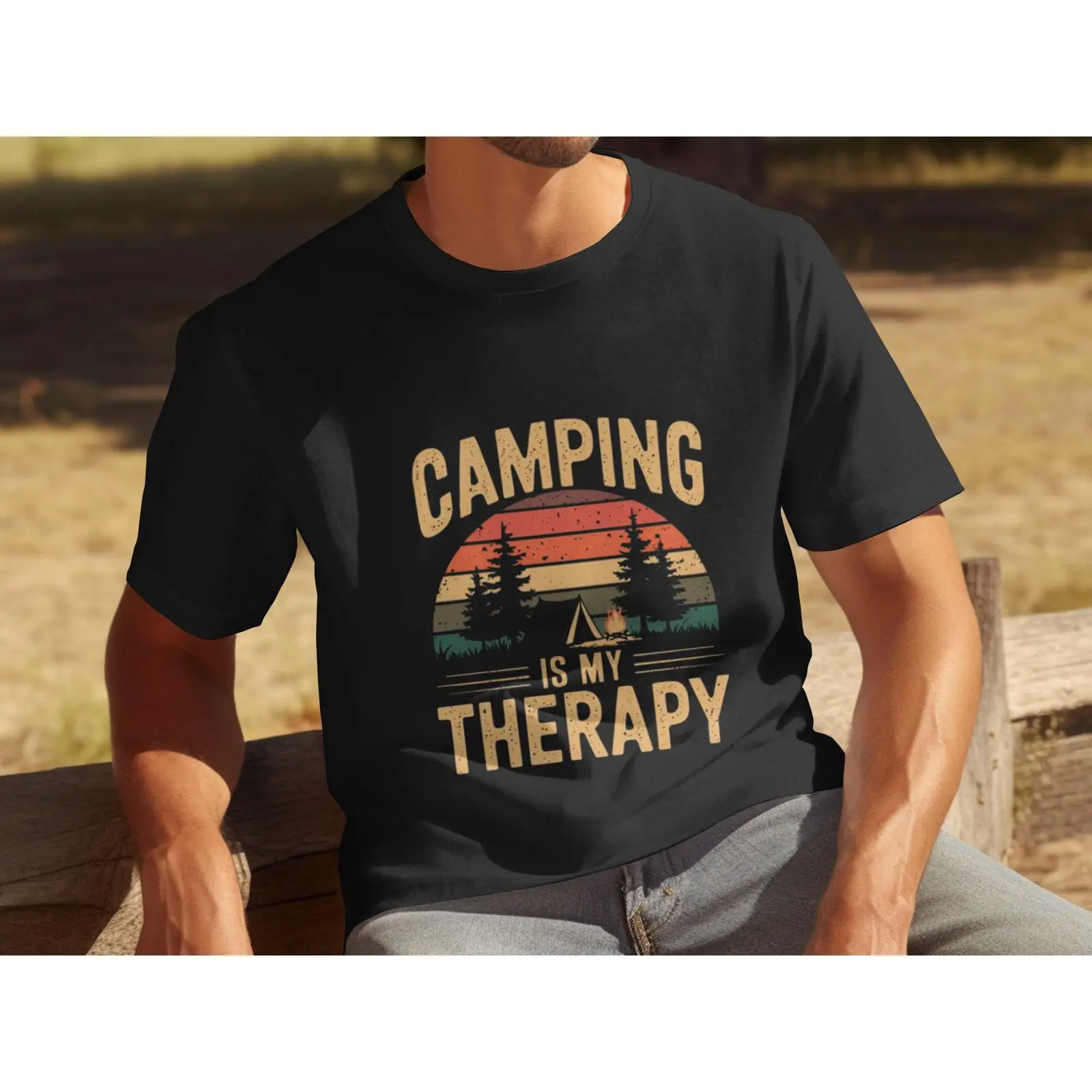เสื้อยืดผู้ชายลายแคมป์ปิ้ง ฉัน - Outdoor Adventure Therapy บทวิจารณ์และราคา
