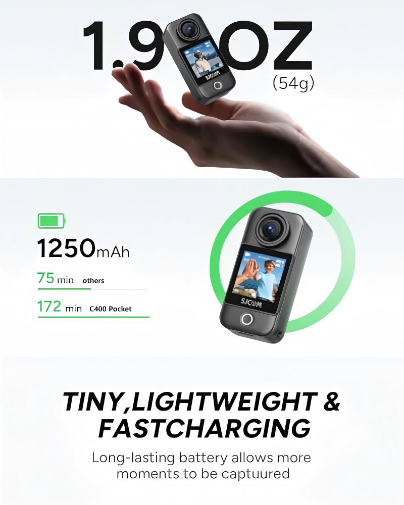 กล้องติดตัว C400 Pocket SJCAM  - Outdoor Adventure Images บทวิจารณ์และราคา